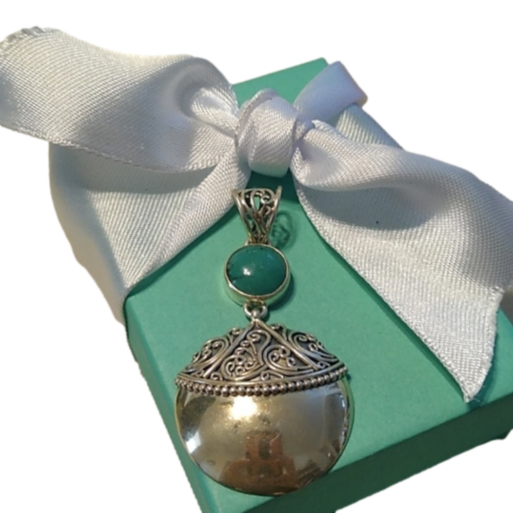 Artisan made Sterling Silver 925 + Tibetan Turquoise Pendant, 8.19g